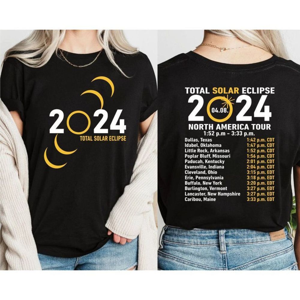 Total Solar Eclipse 2024 2 Sided Shirt April 8Th 2024 Unisex Shirt